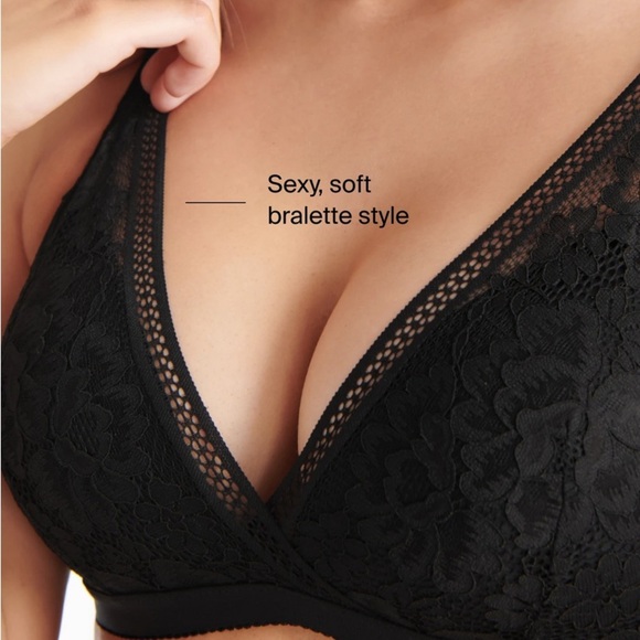 Knix Deep V-Neck Plunge Black Lace Bra Wireless Wire Free Size XXL NWT - Picture 3 of 10